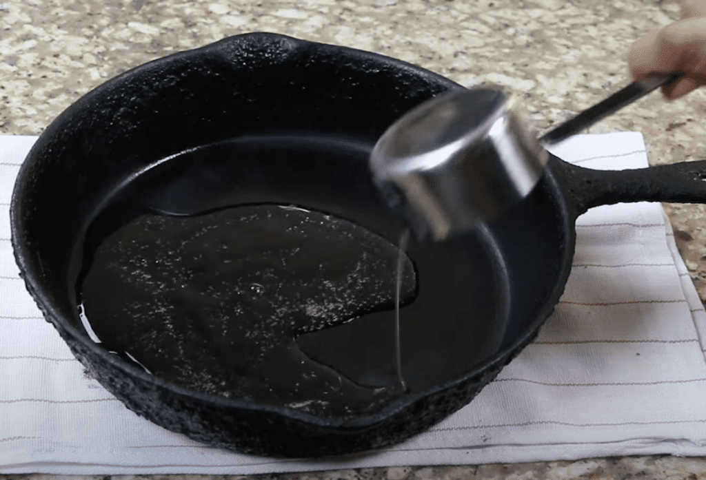 cast iron skillet and oil 